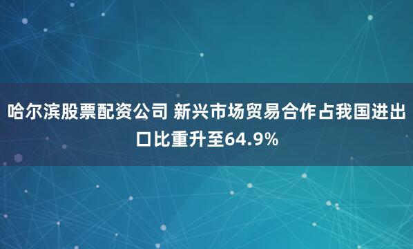 哈尔滨股票配资公司 新兴市场贸易合作占我国进出口比重升至64.9%